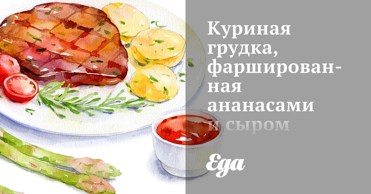 Куриное филе с ананасами и сыром