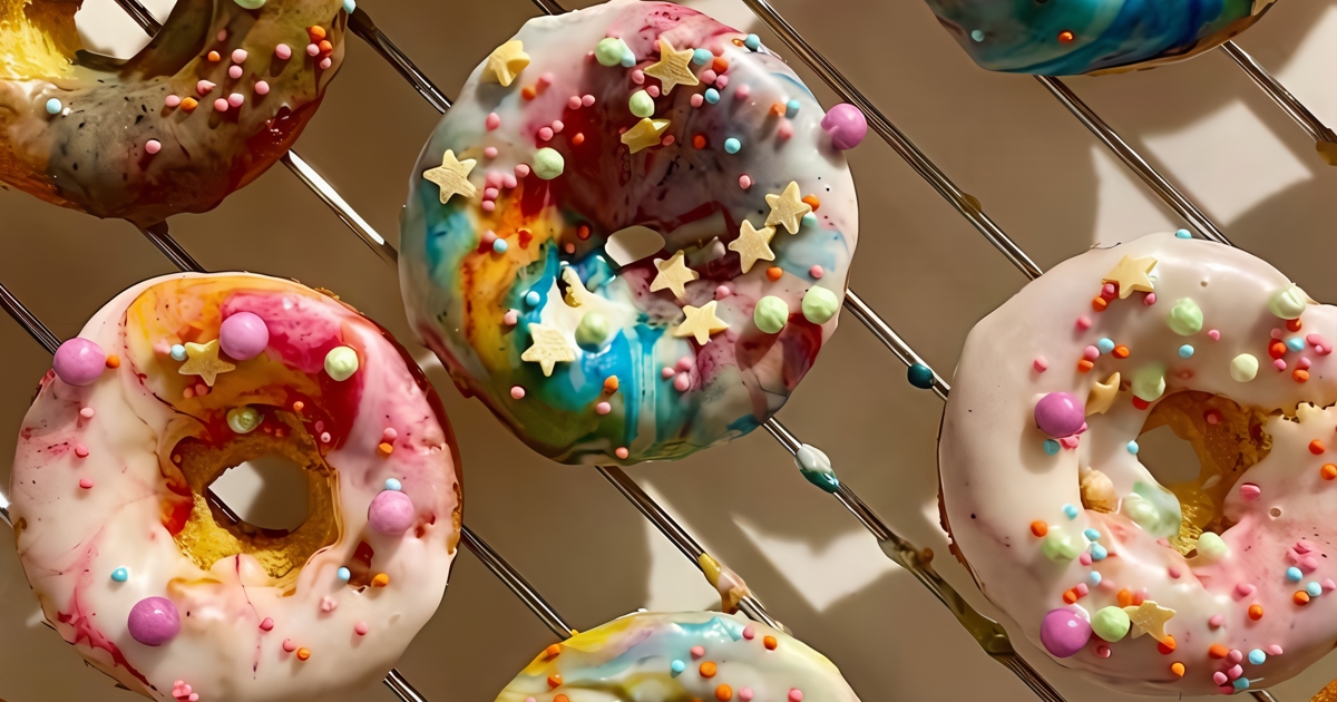Разноцветные пончики в глазури — бесподобный десерт