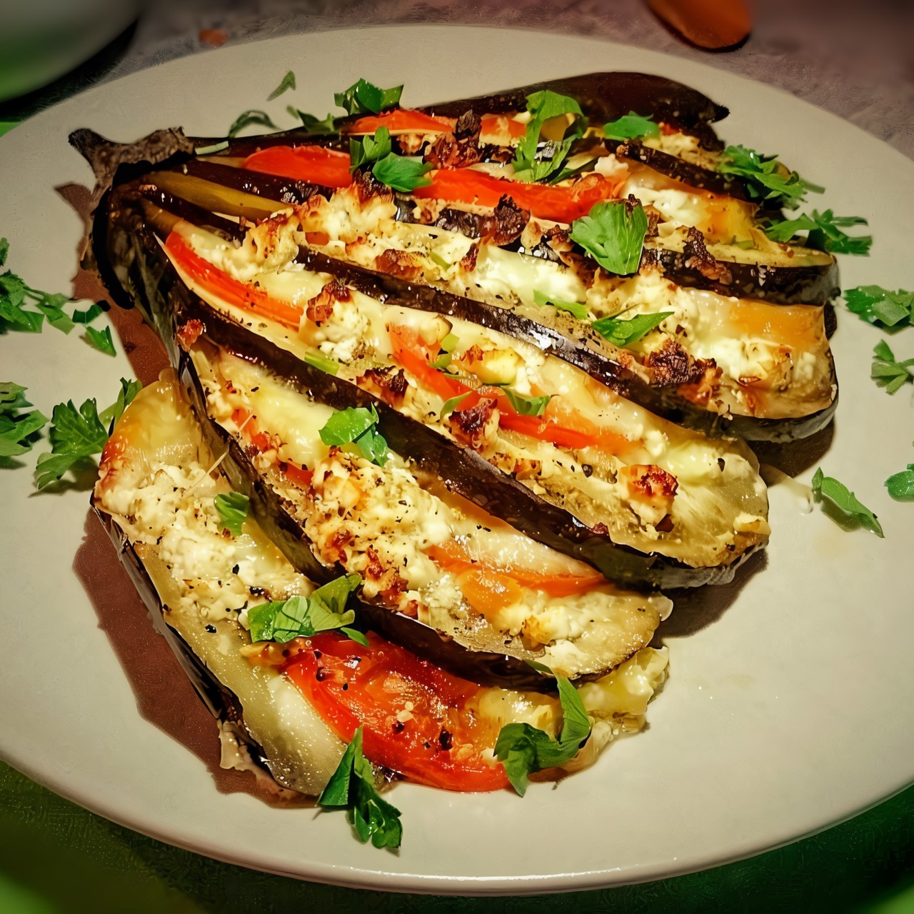 Баклажан запечённый с моцарелой и фетой