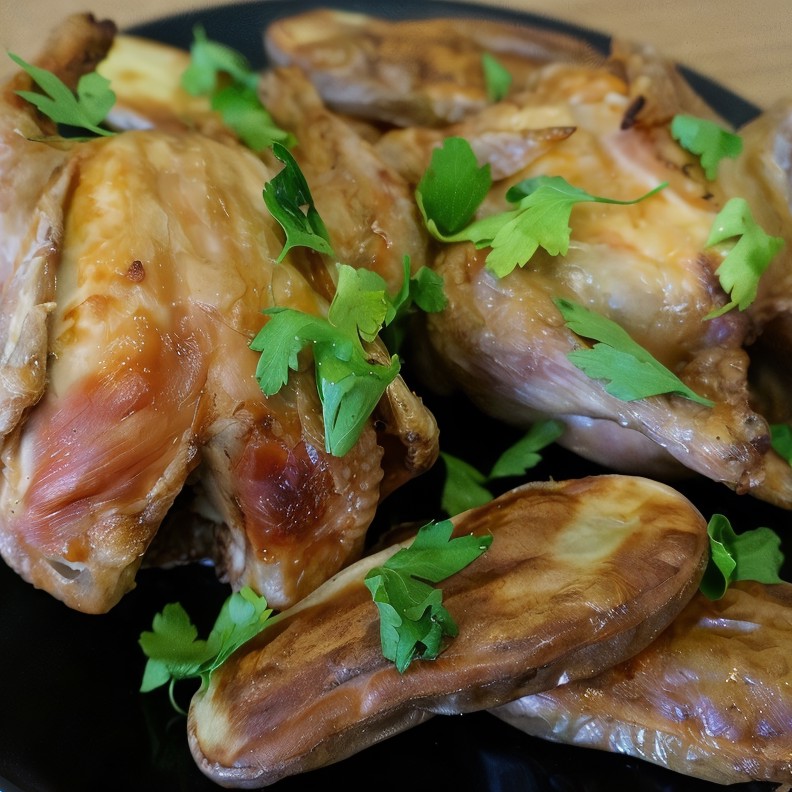 Цыплята гриль с чесноком и картофелем