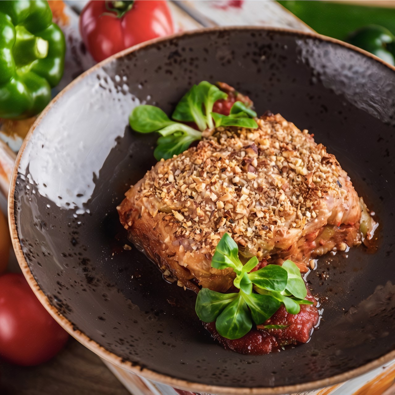 Хрустящая лазанья с овощами и корочкой из фундука