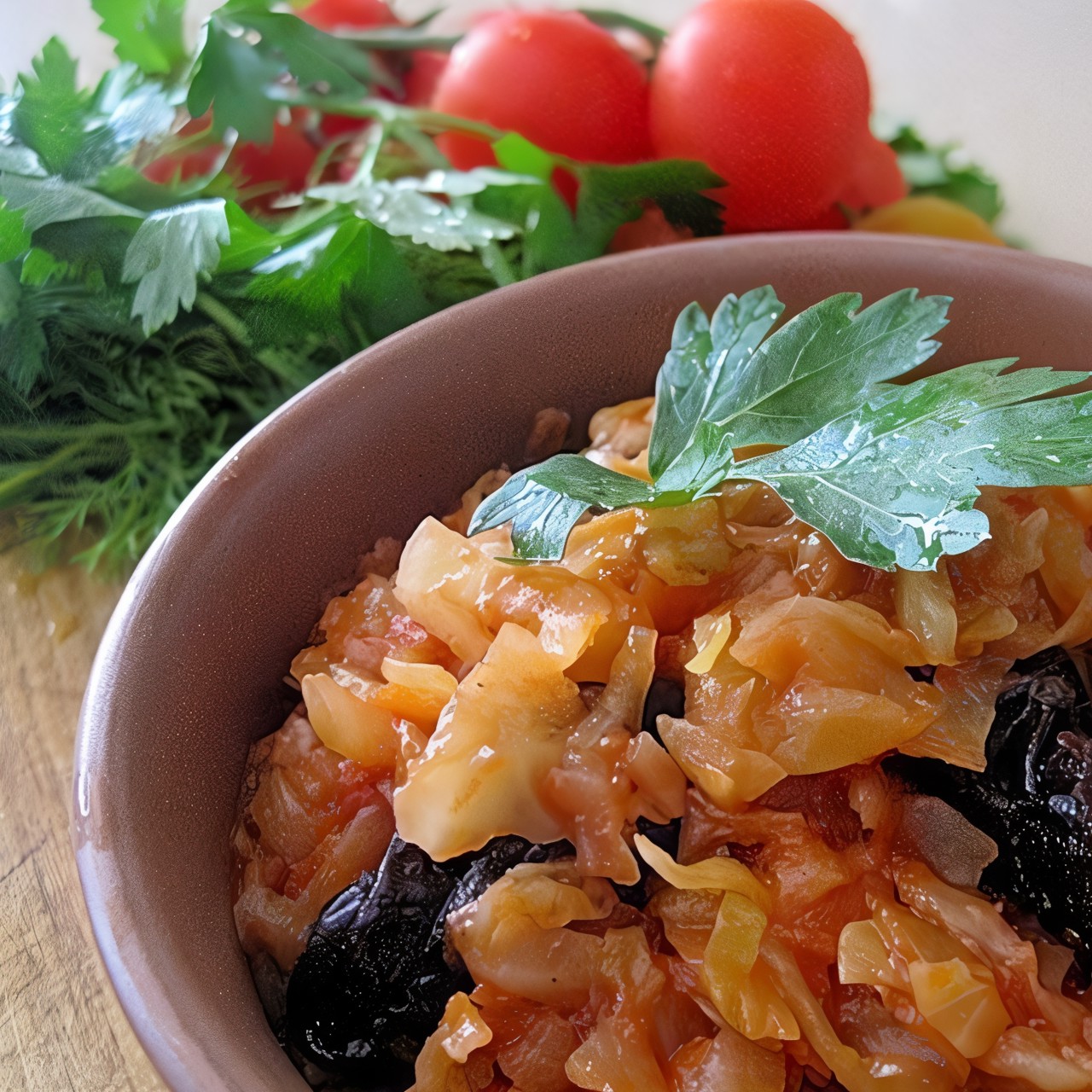 Капуста тушеная с черносливом