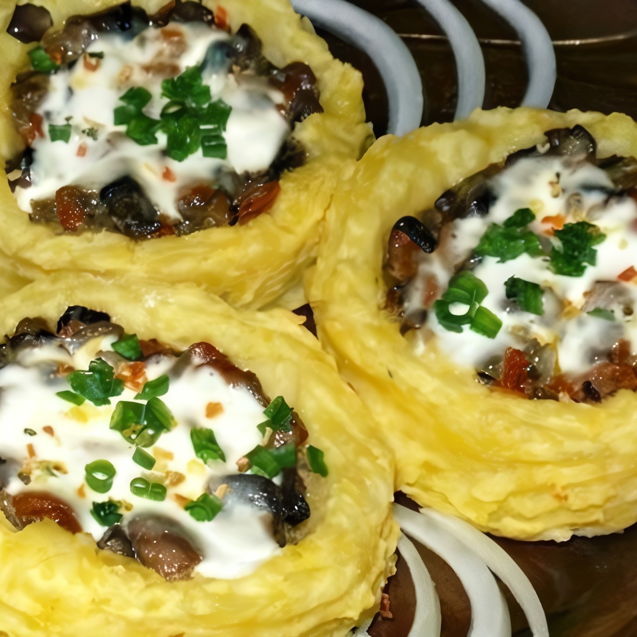 Картофельные гнезда с грибами