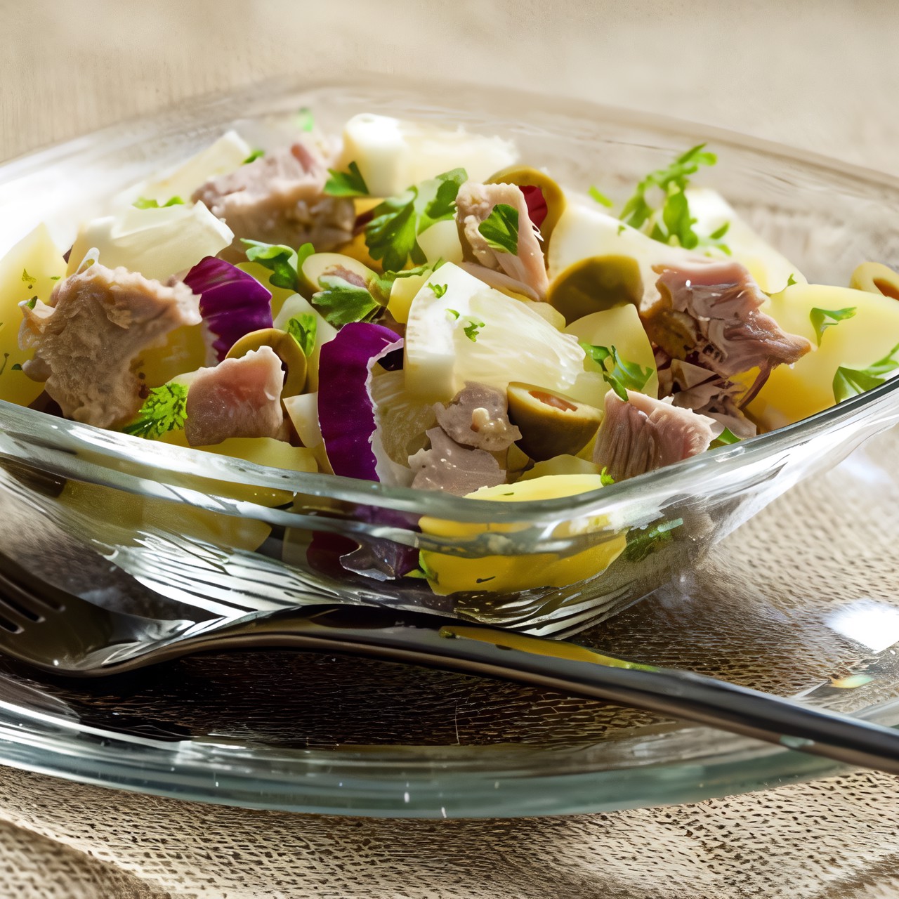 Картофельный салат с травами и анчоусами