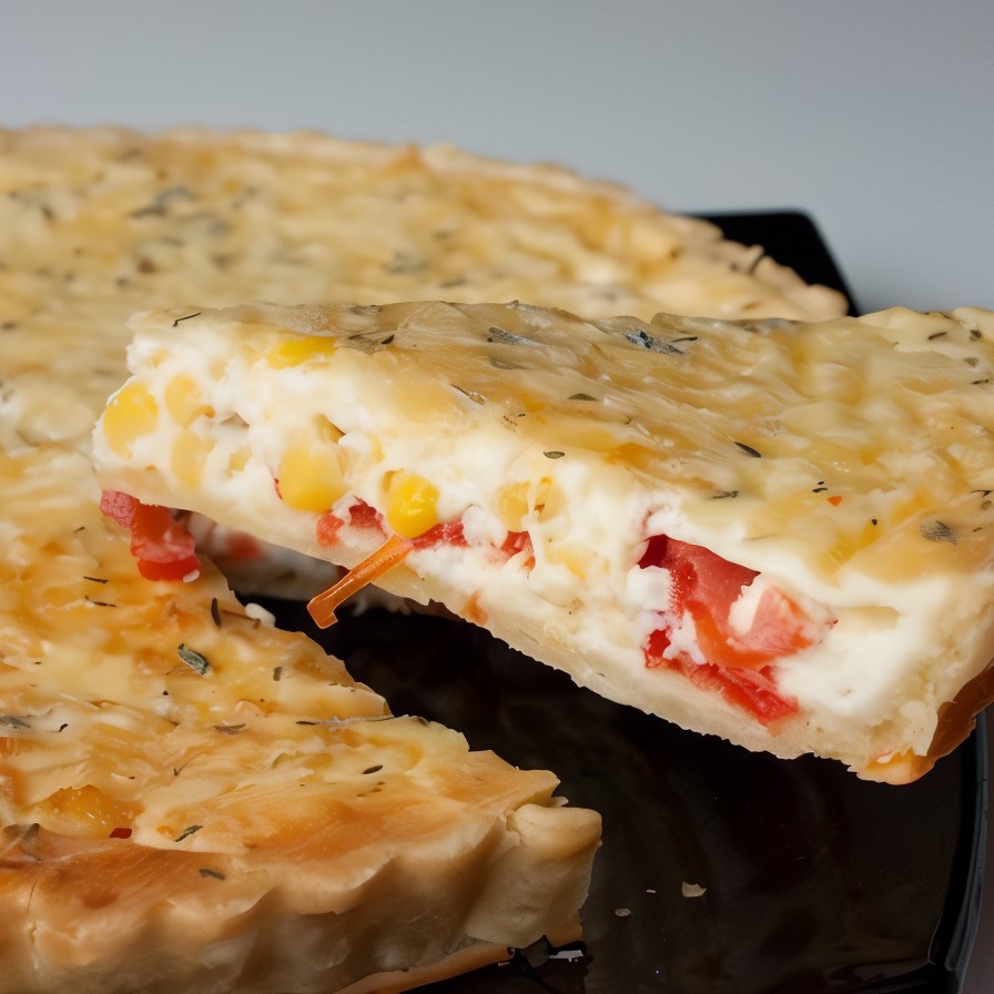 Киш с кукурузой и помидорами
