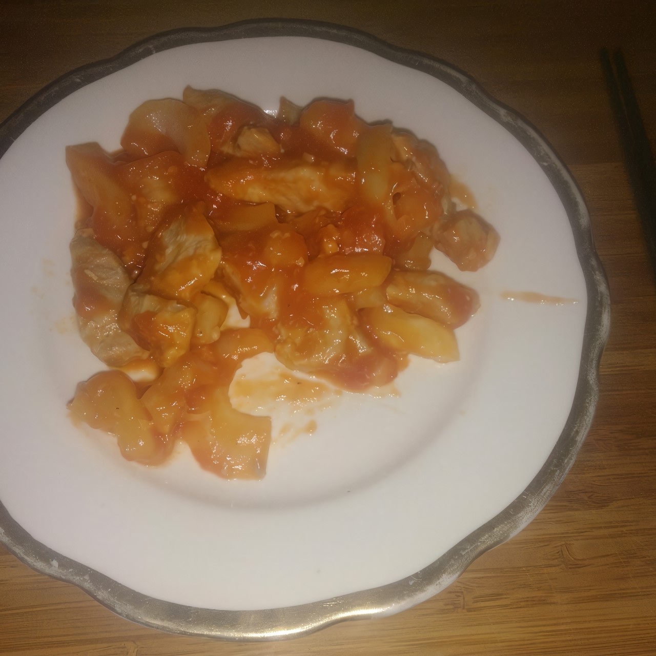 Кисло-сладкая свинина с ананасами