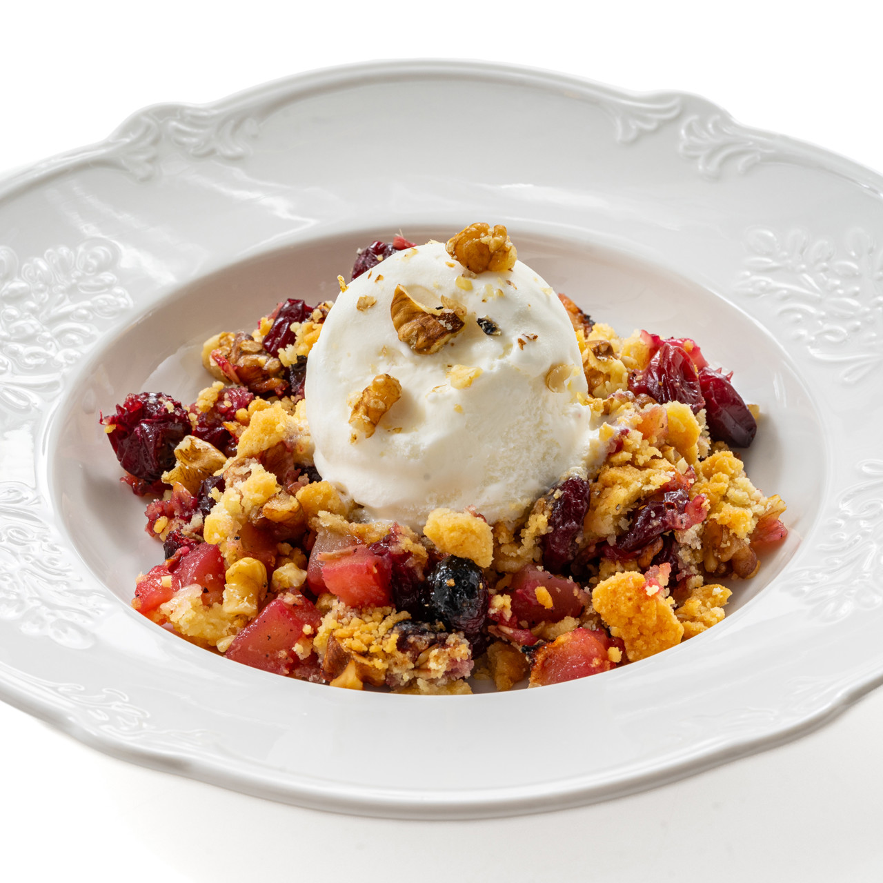 Крамбл из яблок и клюквы