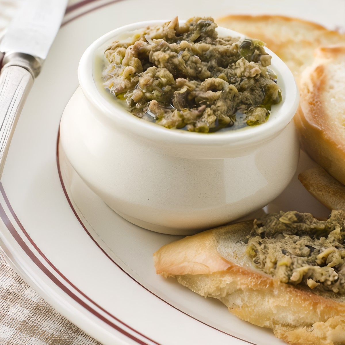 Кростини с артишоками и оливками