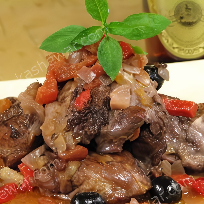 Курица с оливками и перцем