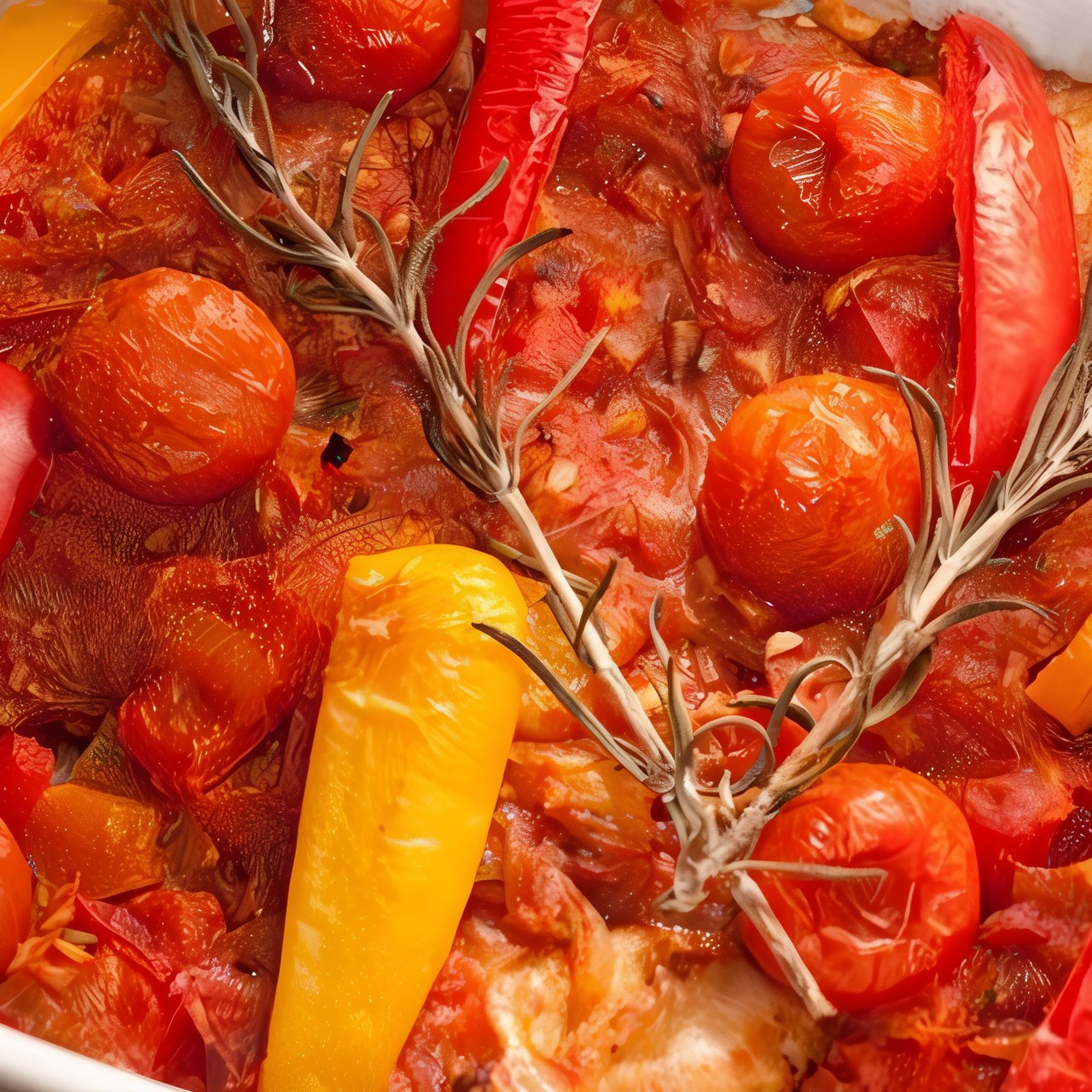 Курица, запеченная с овощами