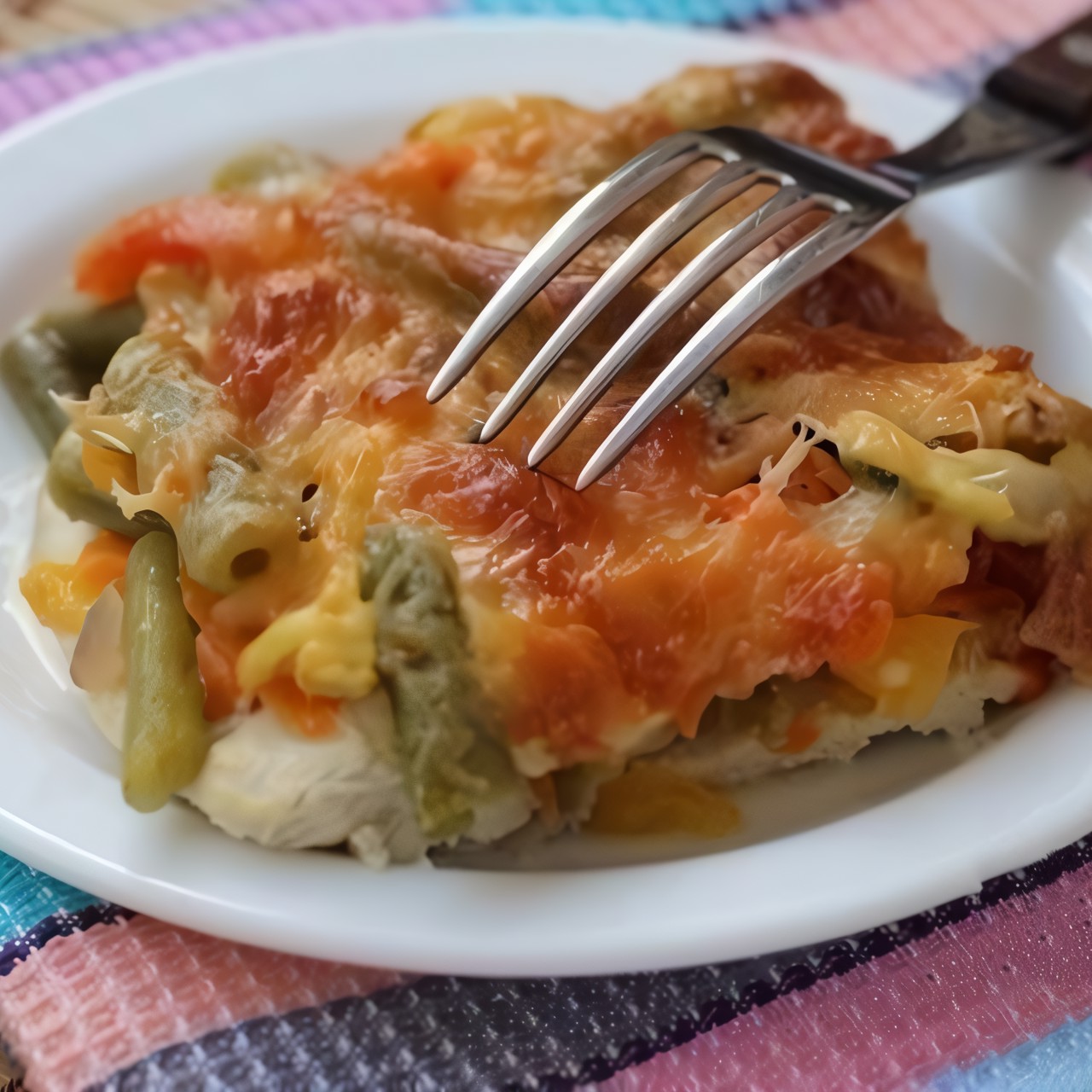 Курица запеченная с овощами