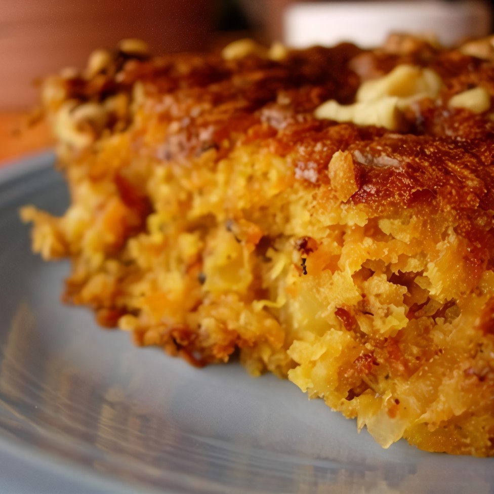 Манная запеканка с грецкими орешками и изюмом