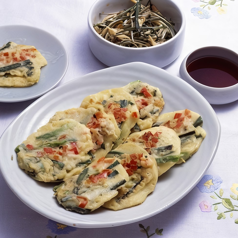 Нарядные рыбные котлеты по-тайски с кусочками красного перца и фасоли