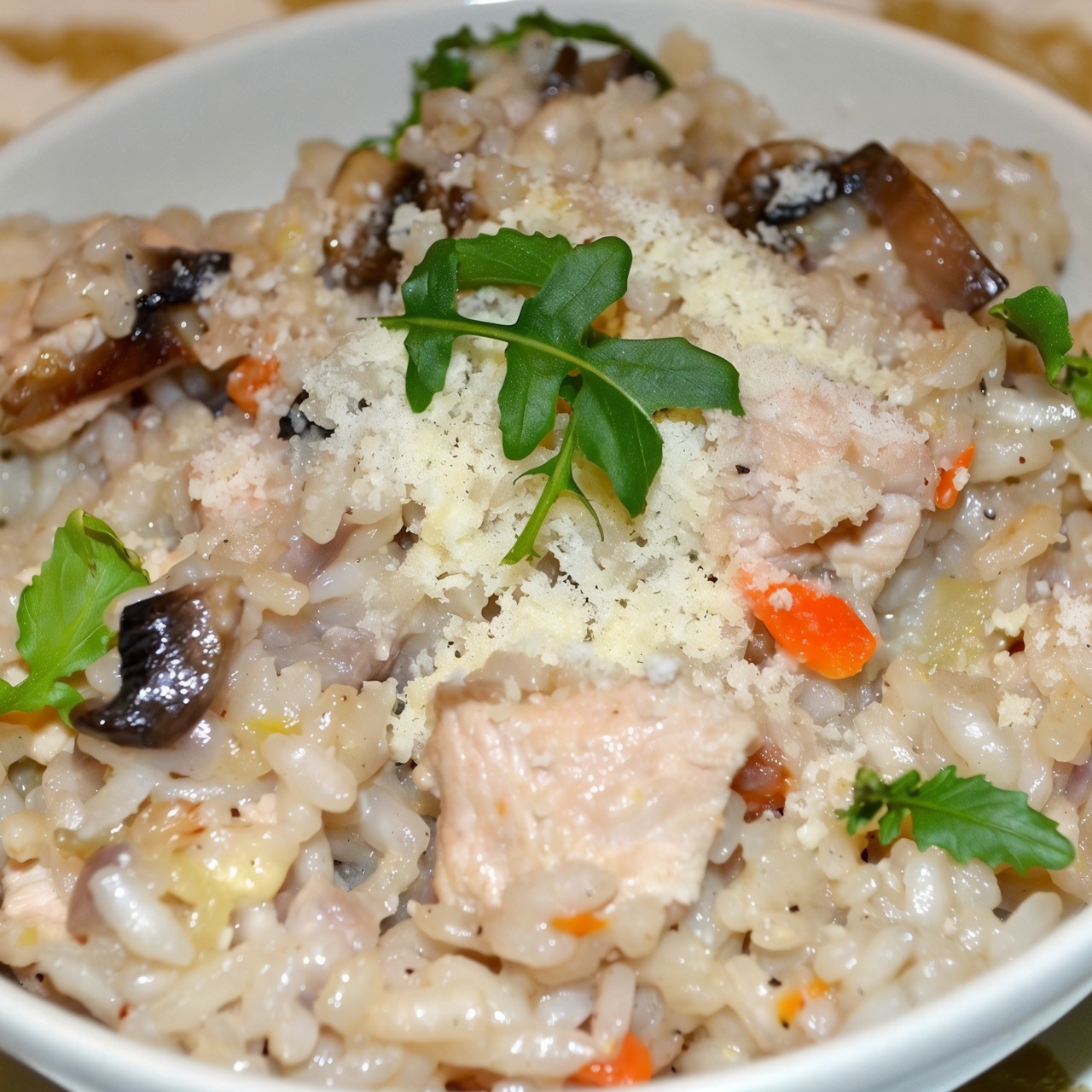 Непьяное ризотто с индейкой и грибами портобелло