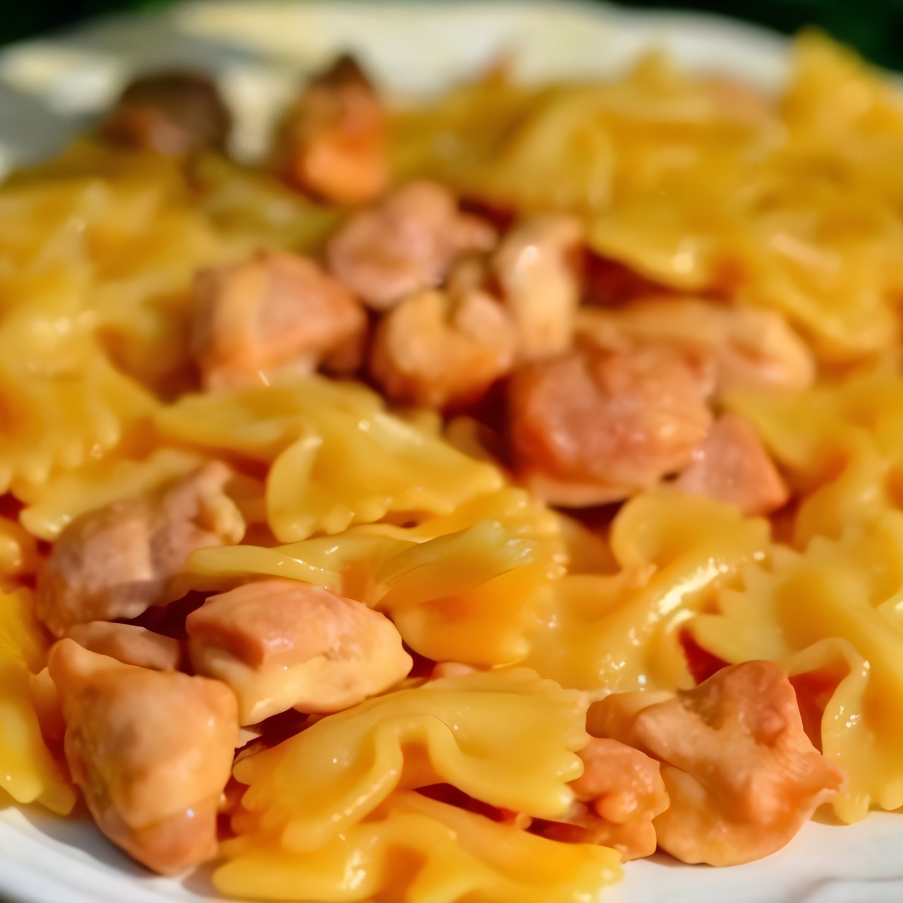 Паста фарфалле с курицей и медом