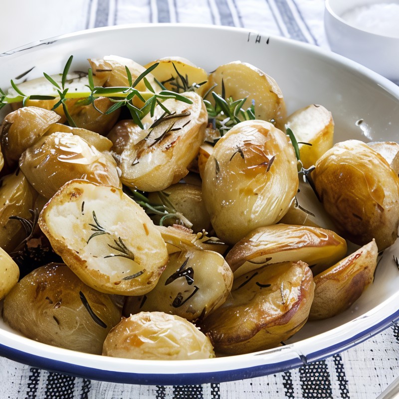 Печеные картофельные дольки с чесноком и розмарином
