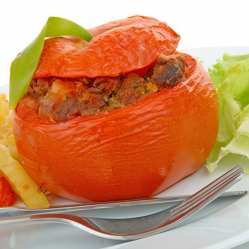 Печеные помидоры с печенью индейки и розмарином