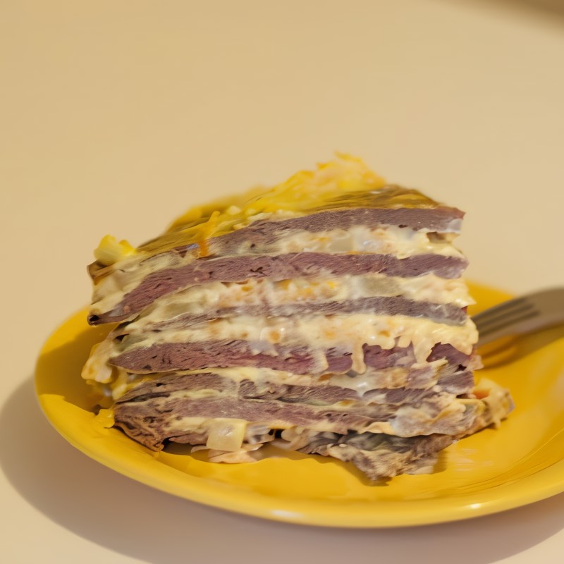 Печеночный торт с овощами