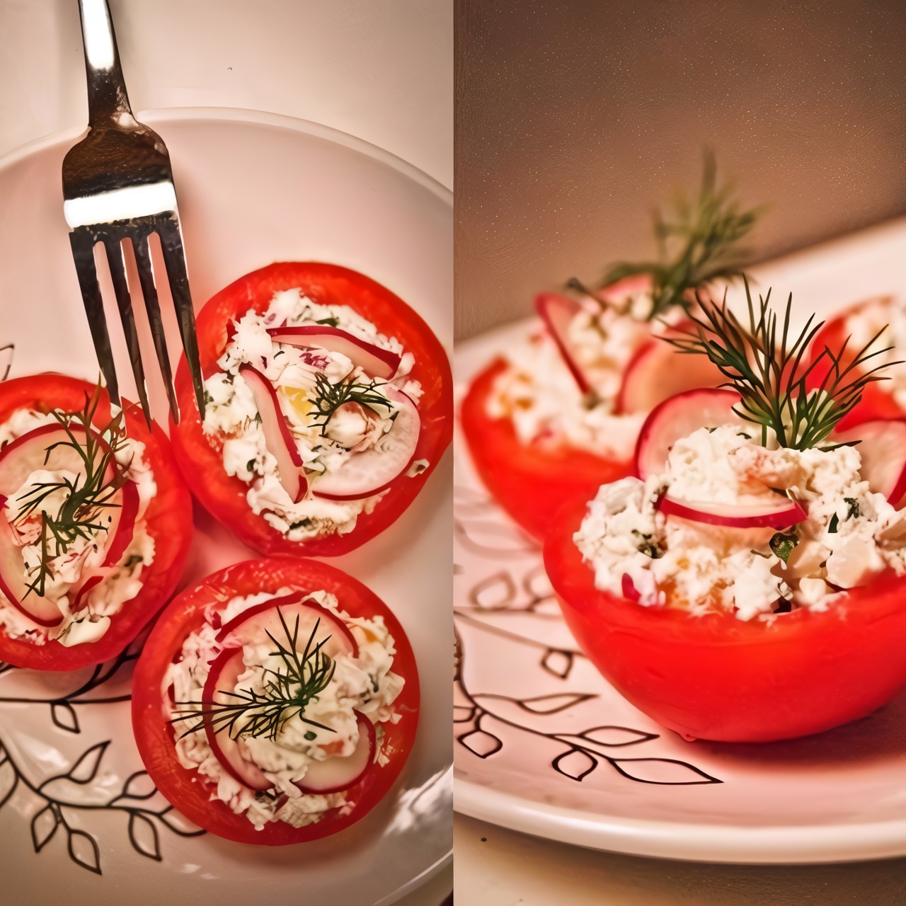Помидоры фаршированные творогом и овощами