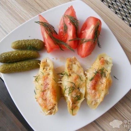 Ракушки конкильони фаршированные фаршем