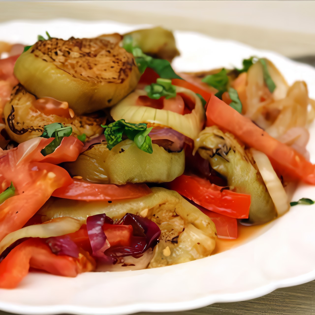 Салат с баклажанами и курицей
