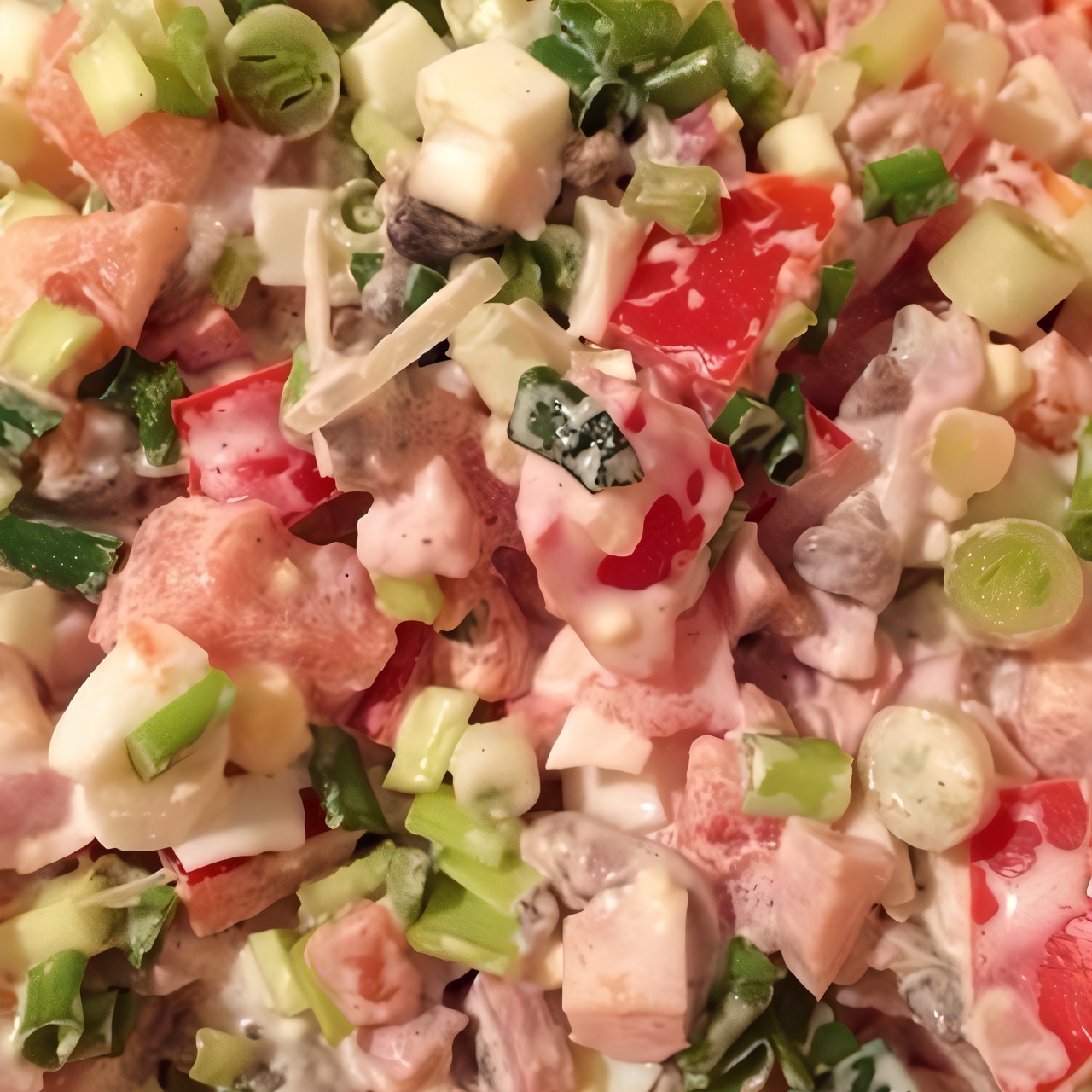 Салат с копченой курицей и шампиньонами