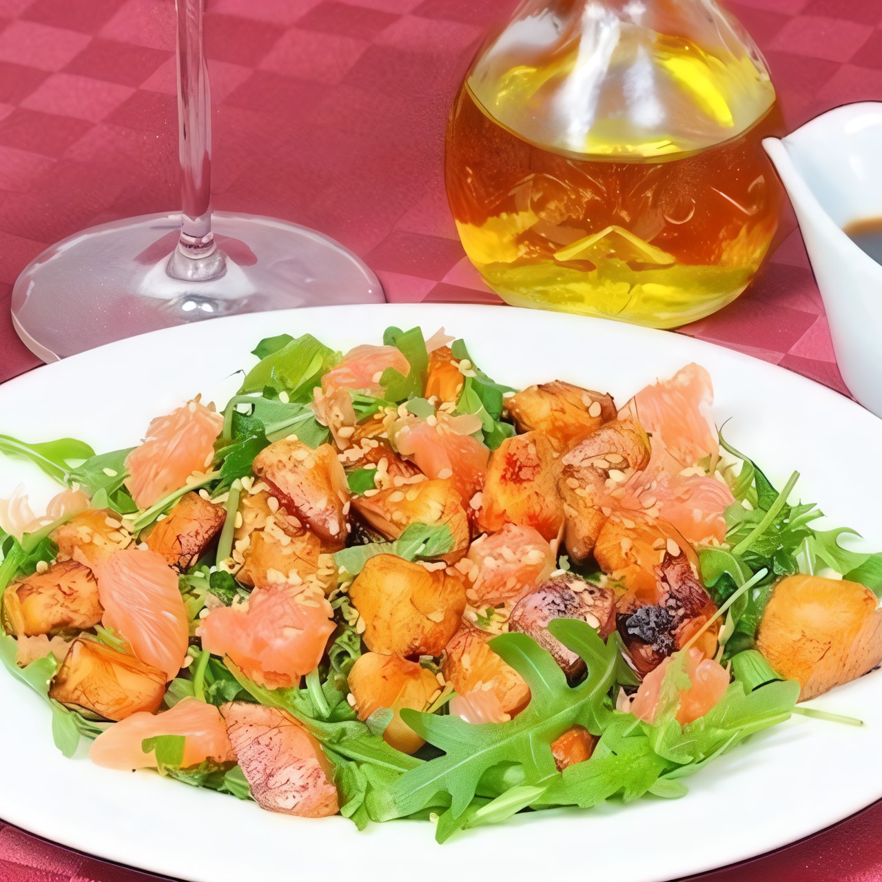 Салат с рукколой, курицей и грейпфрутом