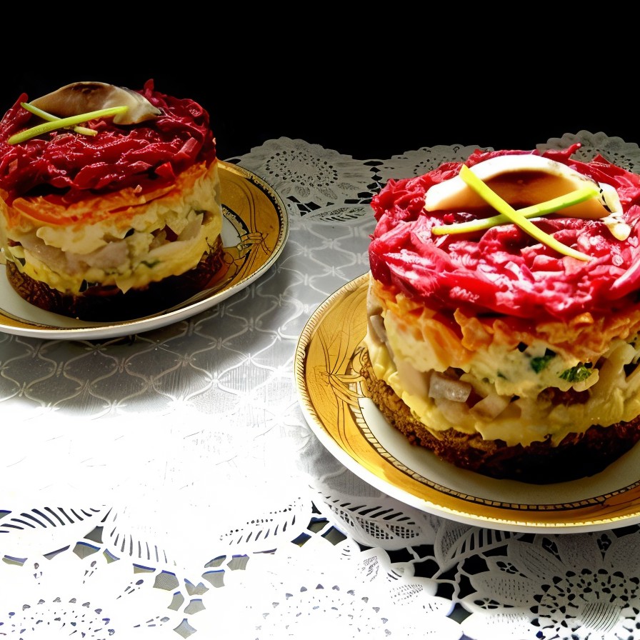 Селедка под шубой на бородинском хлебе