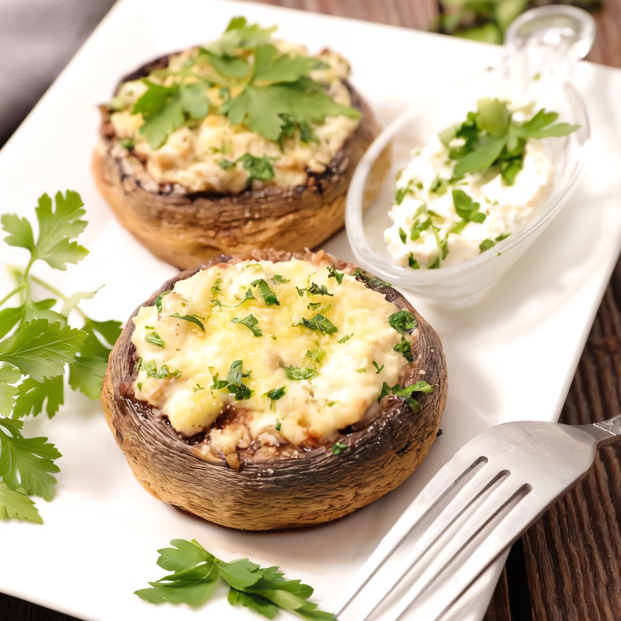Шампиньоны фаршированные курицей и сыром