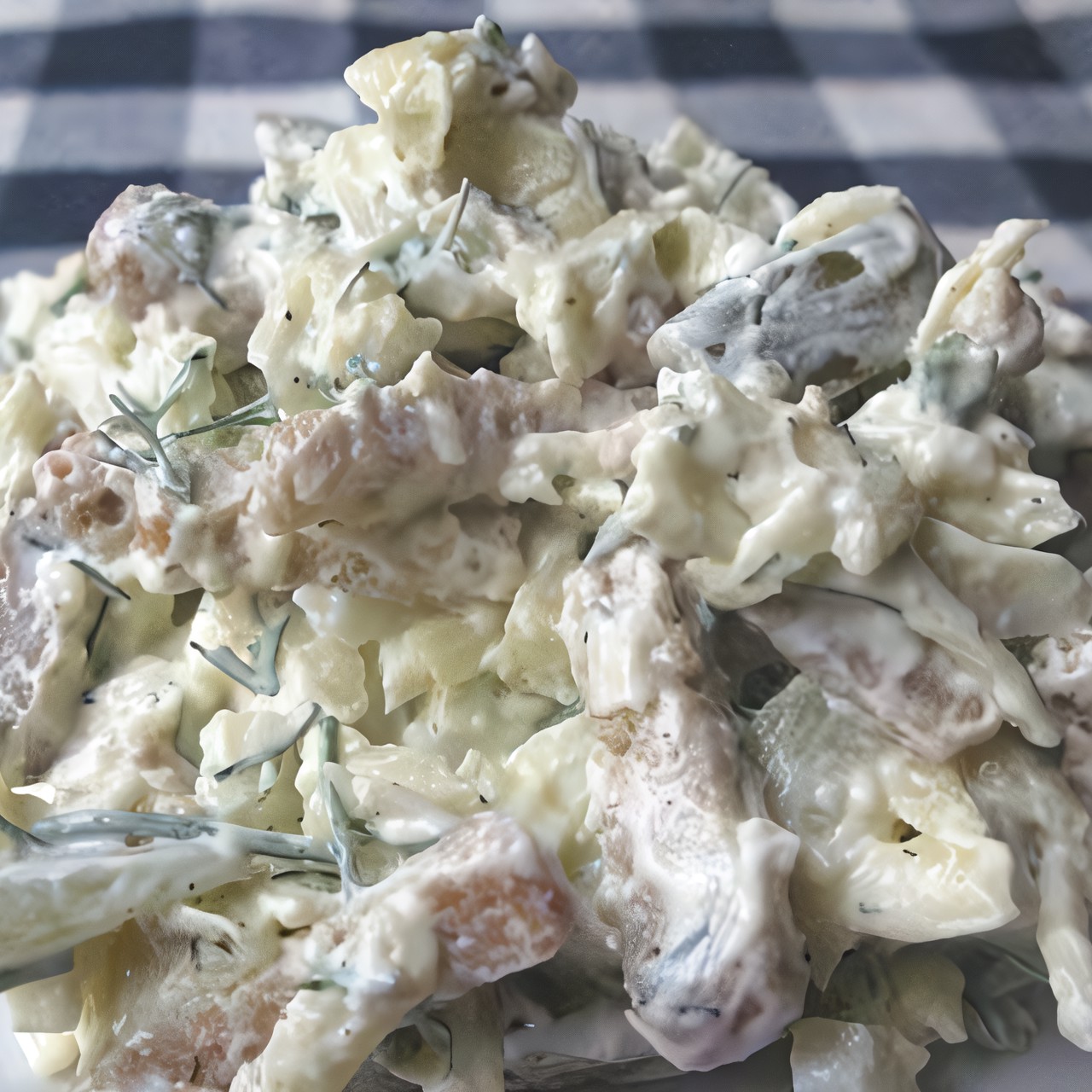 Сырный салат с сухариками и солеными огурцами