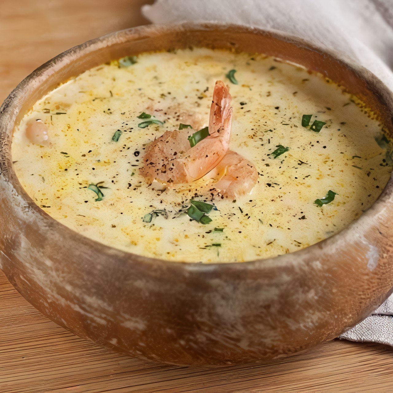Сырный суп с морковью и креветками