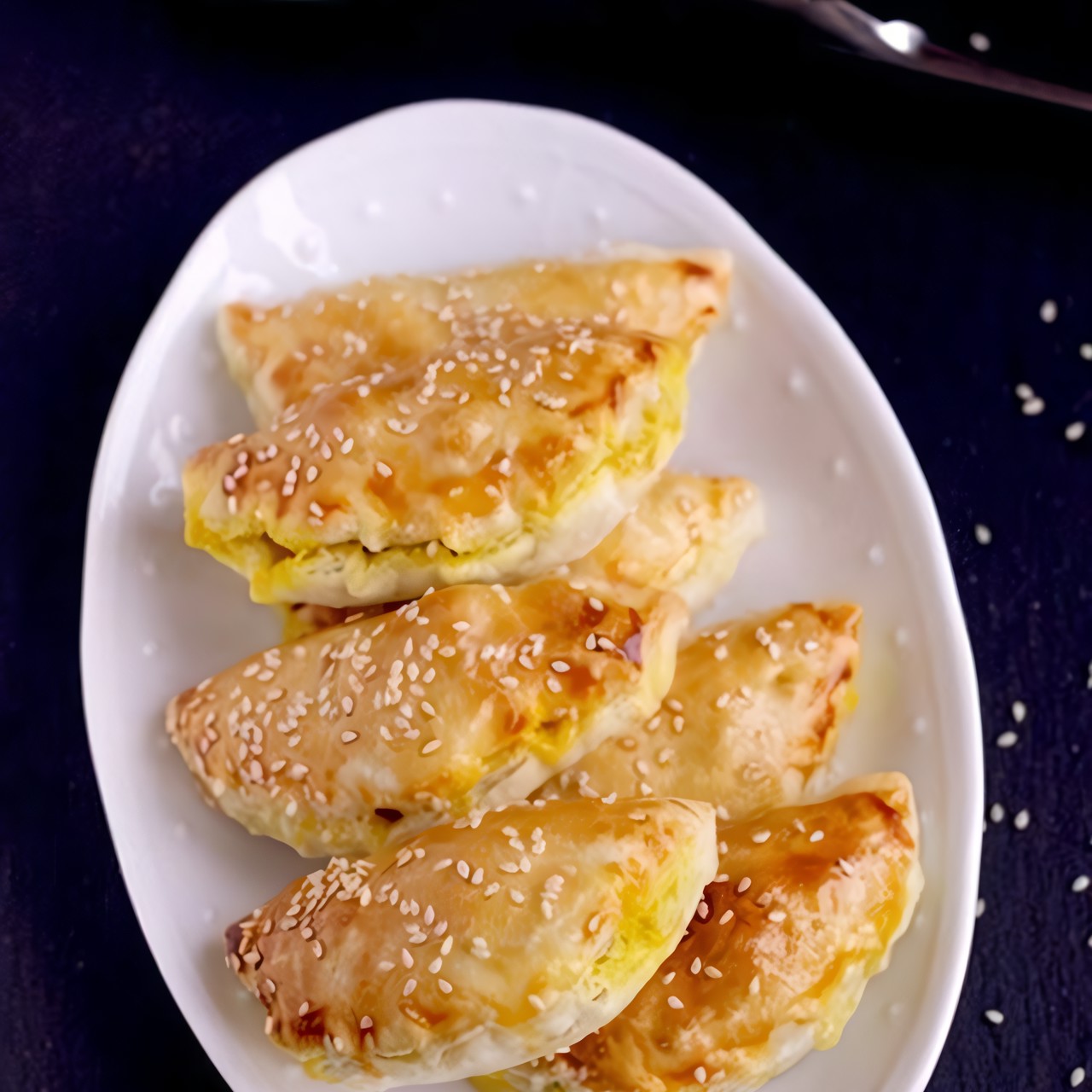 Слоеные пирожки с курицей карри