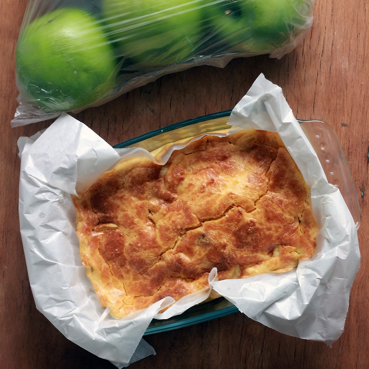 Творожная запеканка с яблоком и корицей