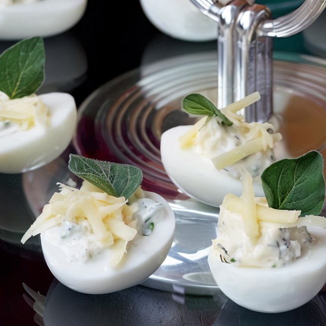 Яйца цесарки фаршированные сыром и тархуном