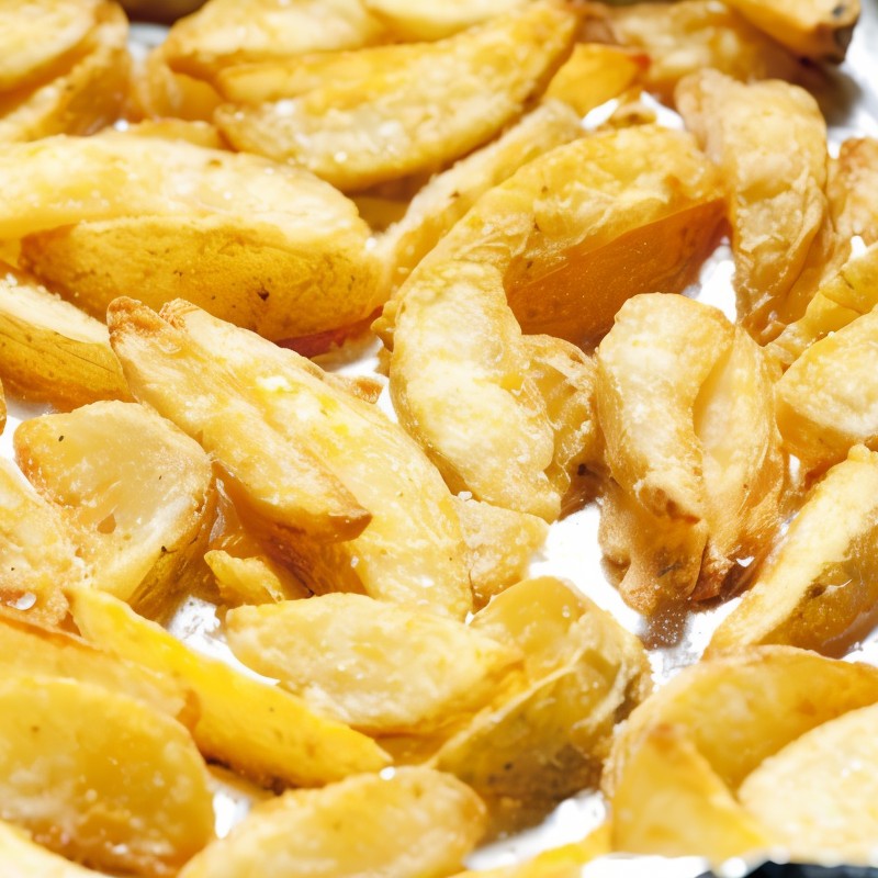 Запеченые на гриле дольки картофеля с луком