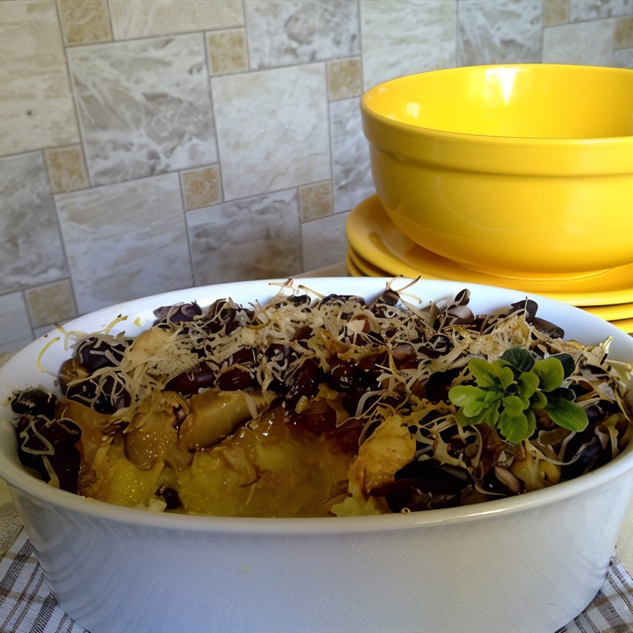 Запеканка из картофеля с курицей и фасолью