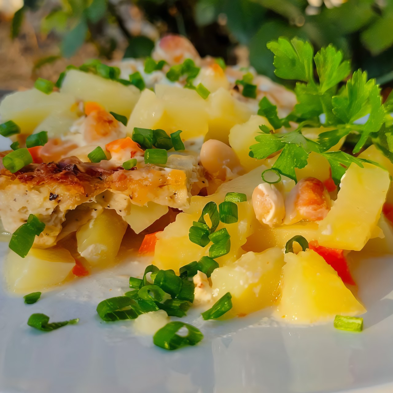 Картофель запеченный с фасолью и фаршем