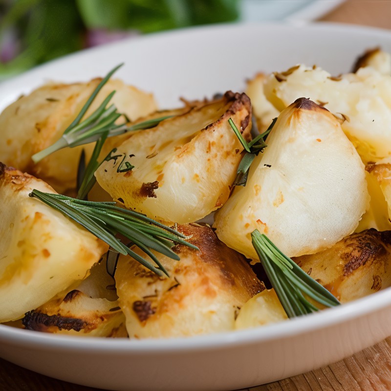 Жареный молодой картофель с каперсами, чесноком и розмарином