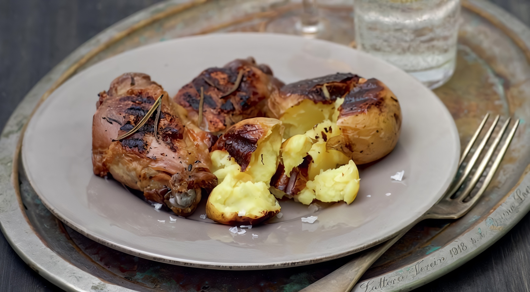 Бедрышки цесарки с картофелем и розмарином