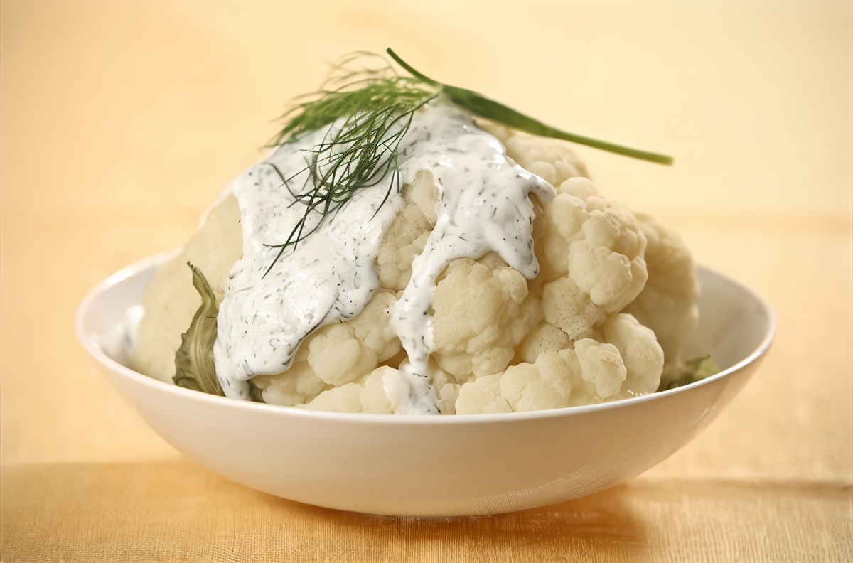 Цветная капуста под укропным соусом