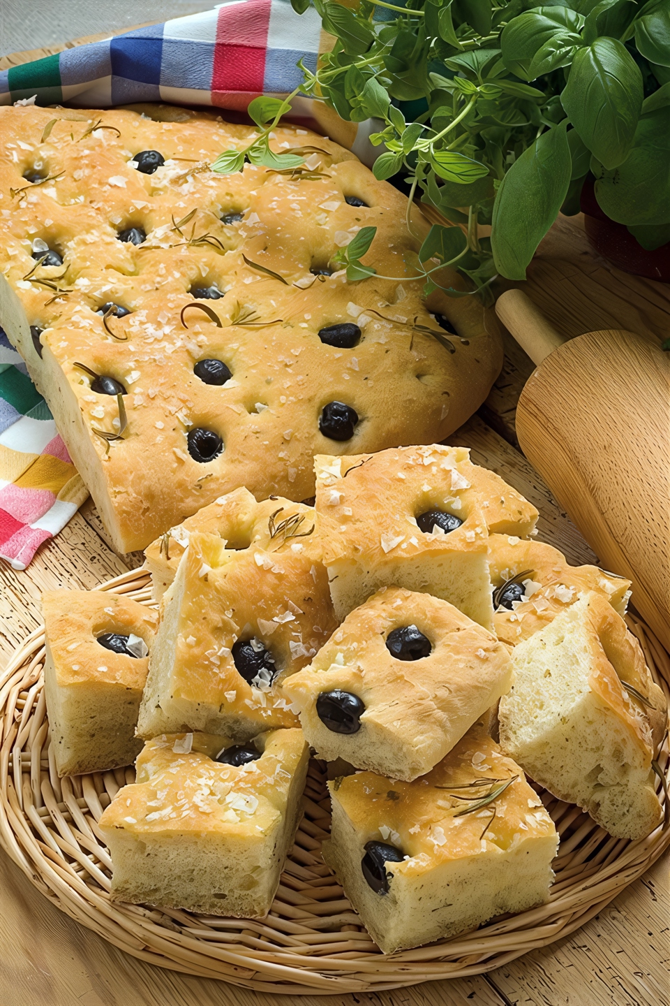 Фокачча с оливками и розмарином
