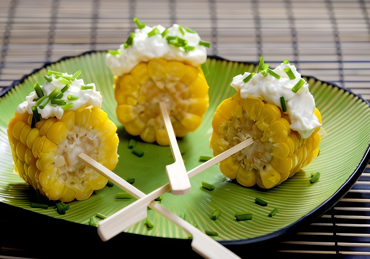 Кукуруза в початках с фетой и мятой