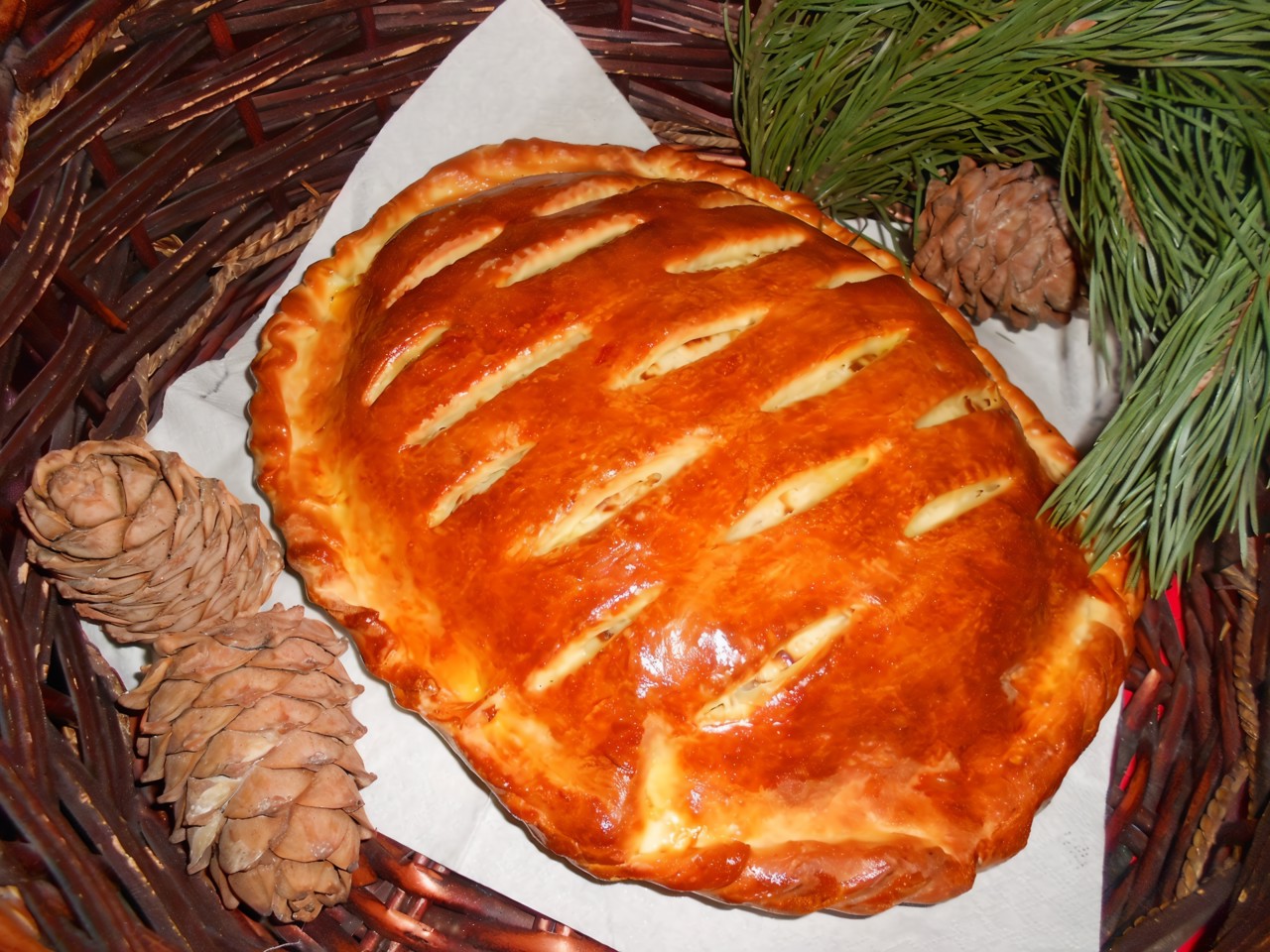 Кулебяка со сложной начинкой