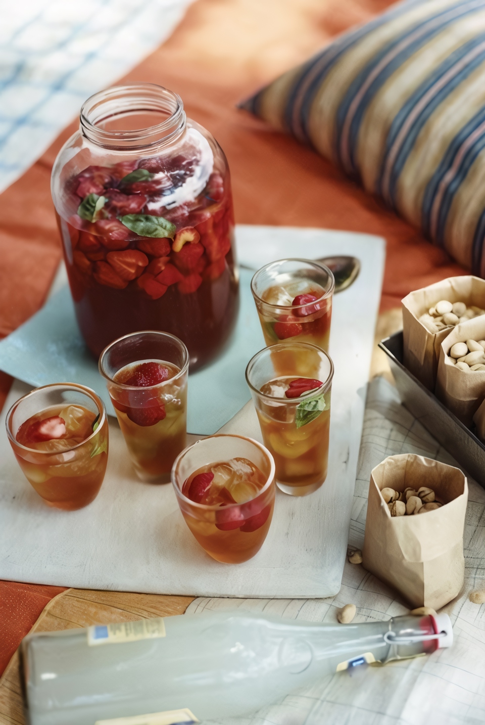 Летний холодный чай с клубникой