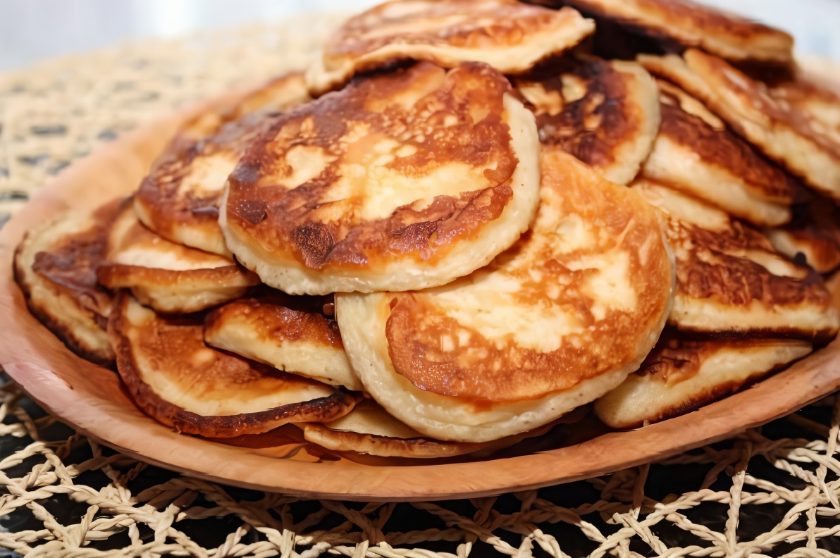 Манные оладьи с яблоками и изюмом