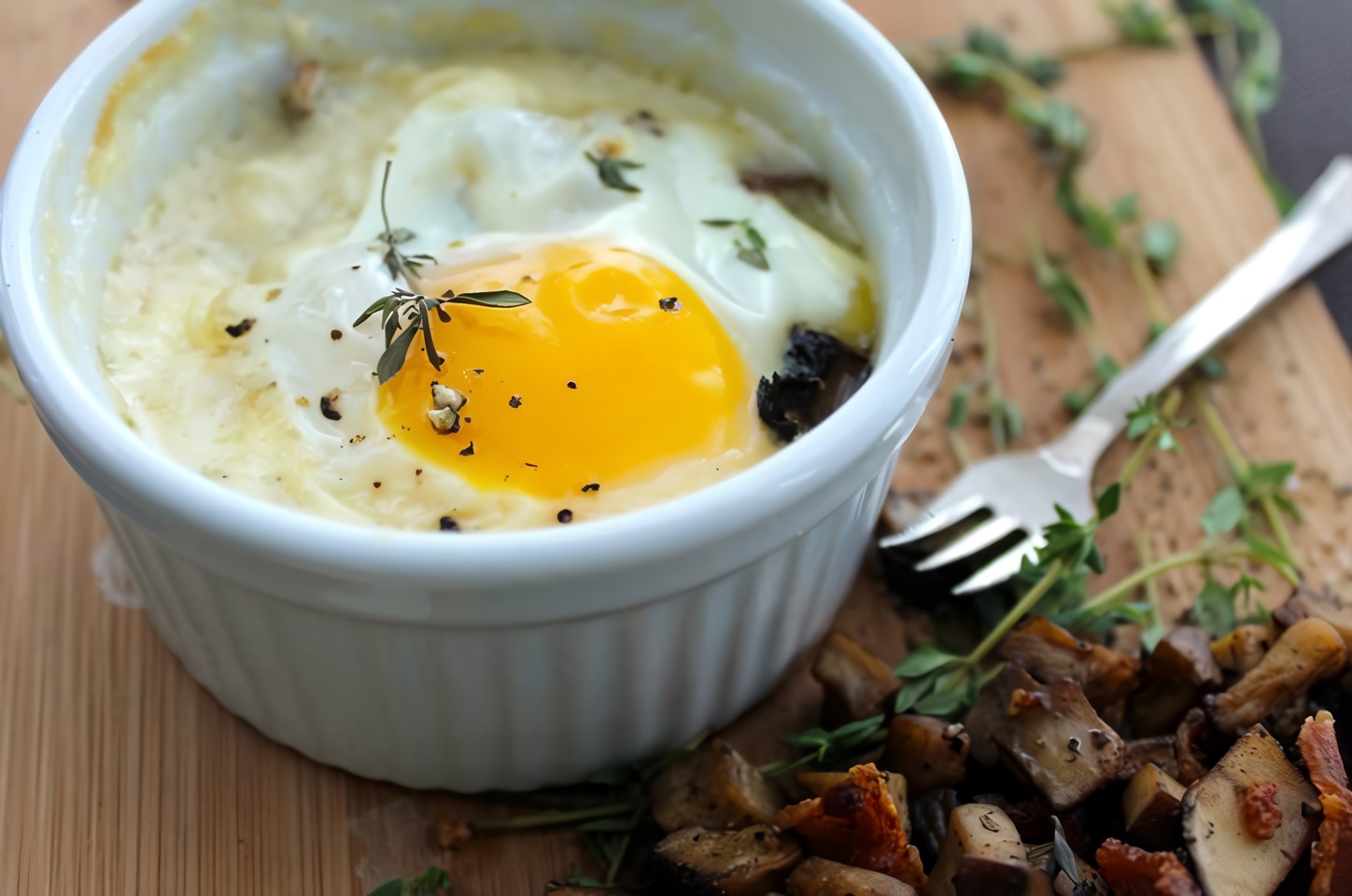 Печеная яичница с пармезаном и прованскими травами