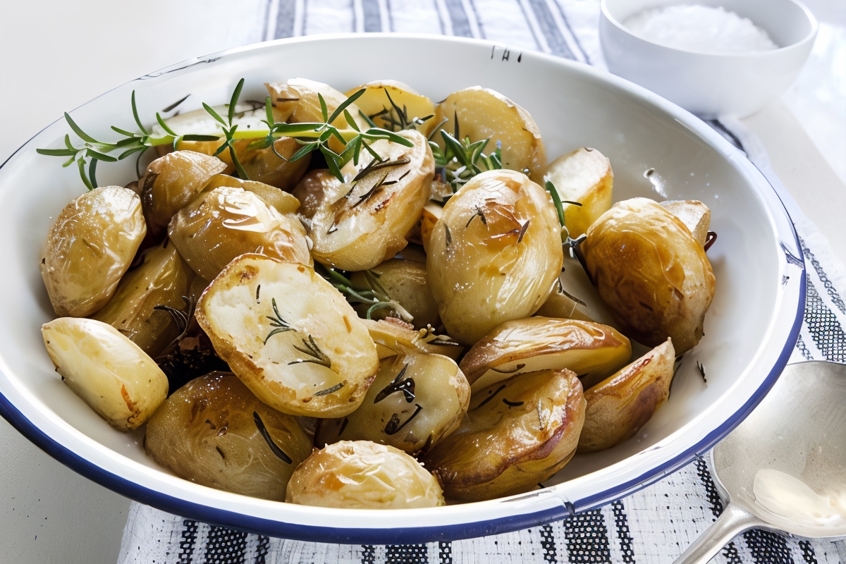 Печеные картофельные дольки с чесноком и розмарином