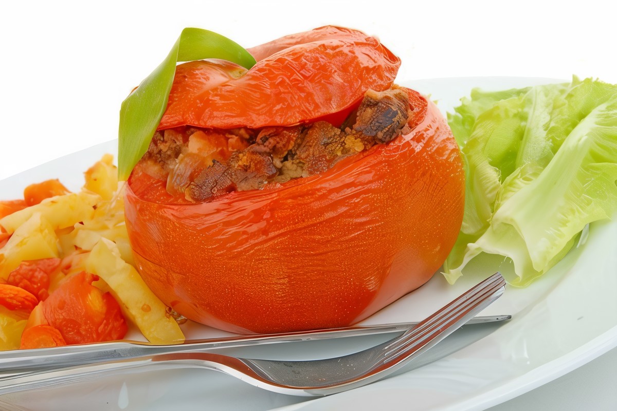 Печеные помидоры с печенью индейки и розмарином