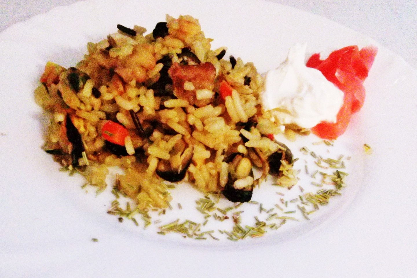 Плов с диким рисом и морскими гадами