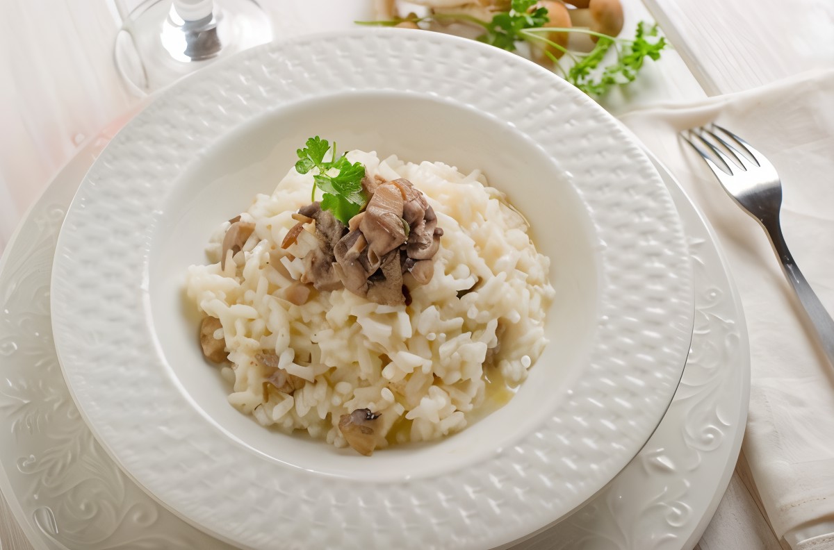 Ризотто с куриной печенью и белыми грибами